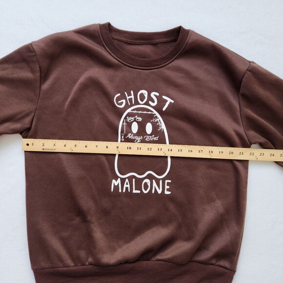 Ghost Post Malone Brown Graphic Sweatshirt Soft Cozy Comfy Cute Concert Band M - Picture 6 of 7